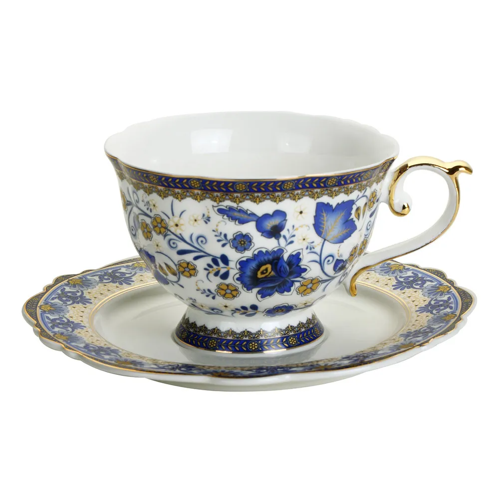 Fine Bone China Teacups Coffee Cups with Saucer, Ceramic Tea Coffee