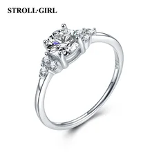 StrollGirl, высокое качество, 925 пробы, серебряное, принцесса, квадратное, прозрачное CZ Кольцо на палец для женщин, свадебное, обручальное, ювелирное изделие