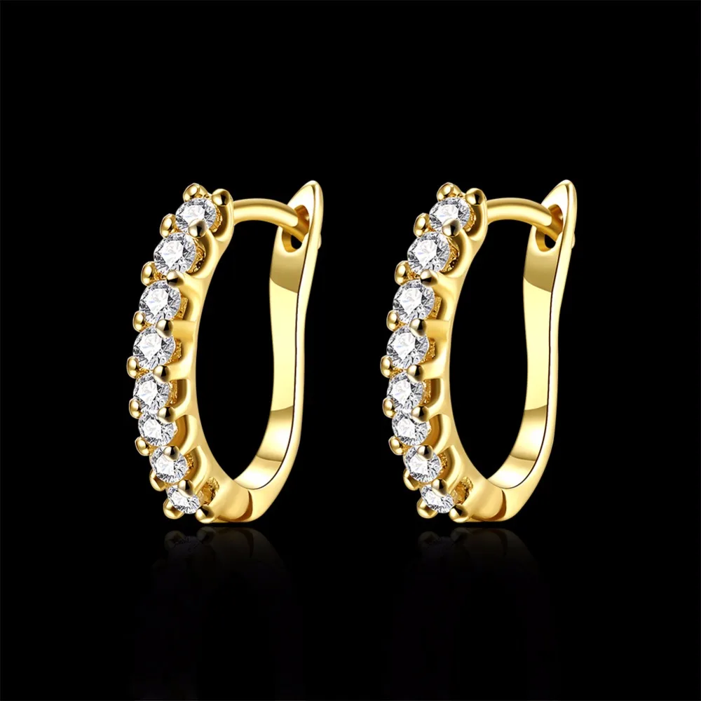 U Shape Crystal Hoop Earrings for Women Ear Jewelry Brincos Luxury Gold