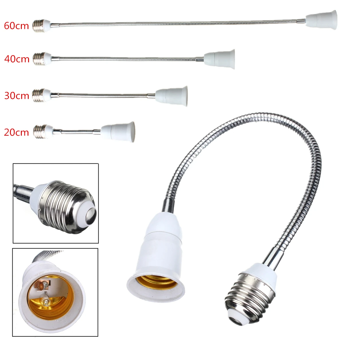 Jiguoor E27 To E27 Flexible Extend Extension LED Light Bulb Lamp Base