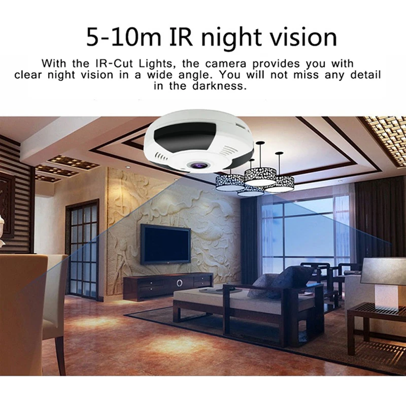 Lintratek Wireless Panoramic IP Camera WiFi Surveillance HD 1080P FishEye Security Camera Mini Wi-fi CCTV Home Camara IPCAM Lintratek Wireless Panoramic IP Camera WiFi Surveillance HD 1080P FishEye Security Camera Mini Wi-fi CCTV Home Camara IPCAM