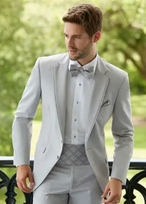 Для мужчин костюмы 2018 дизайн в обтяжку серый смокинг мужские свадебные костюмы Формальные итальянский заказ 2 шт. костюм для человека