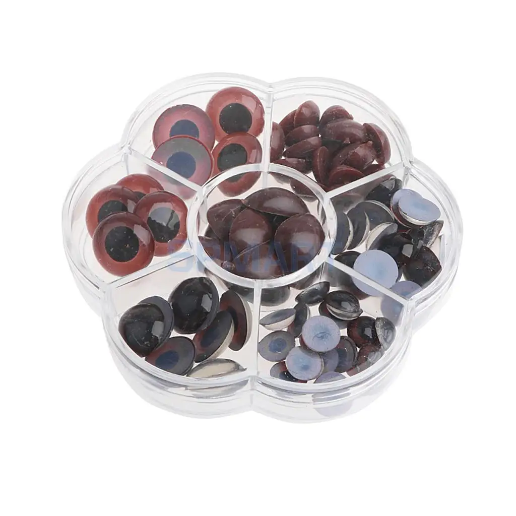 90Pcs Safety Doll Nose Craft Eyes for Animal Doll Puppet Bear Plush Animal Felting Toy Arts Making in Assorted Size - Coffee