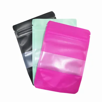 

Wholesale 1000Pcs/lot Matte Colors Plastic Stand Up Zip Lock Storage Bag with Window Grocery Snack Retails Nuts Zipper Pack Bag