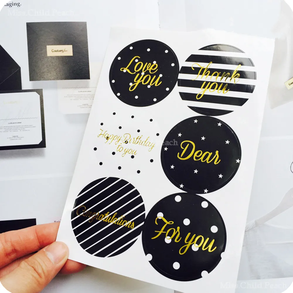 Us 13 99 Gilding Round Sticker Labels Baking Gift Packaging Sealing Handmade Adhesive Cookie Bag Box Decoration 360 Pcs In Bags
