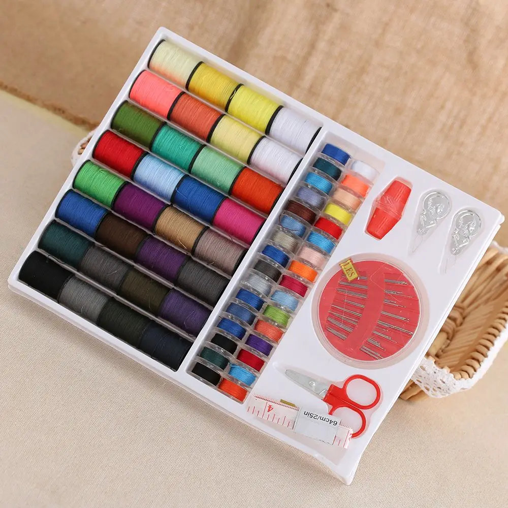 100pcs Sewing Tools Kit Measure Scissor Thimble Thread Needle Storage