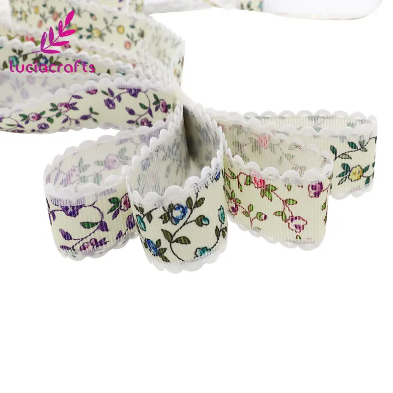 

Lucia crafts 4 yards/5yards 1" 25mm Printed Floral Grosgrain Ribbon Lace Trim Packing Craft DIY Sewing Decoration P0503