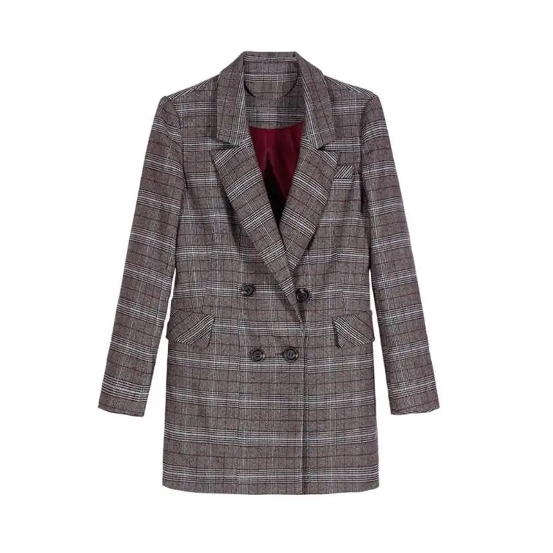 Blazer Vintage Britische Herbst 2017 Karierten Jacke Frauen EIH92D