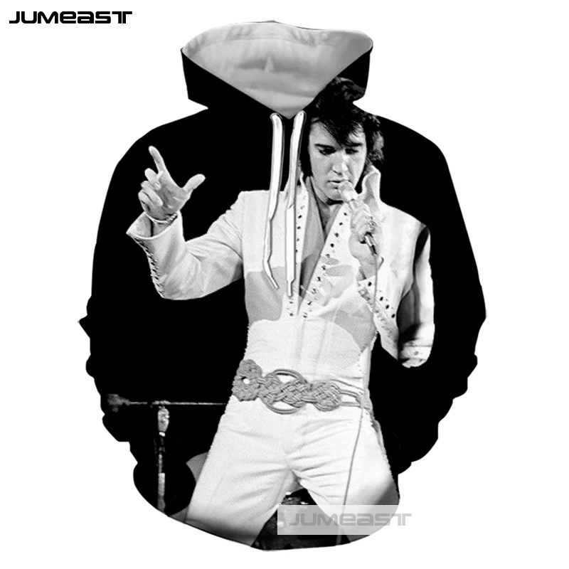 Jumeast/Новые толстовки с 3D принтом короля Элвиса Пресли для мужчин/женщин модные