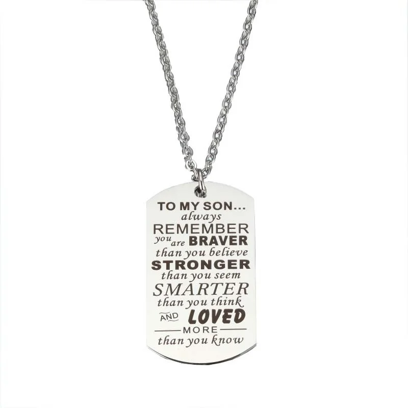 Модные аксессуары для моего сына всегда помните, что вы храбрец семья Jewelry нержавеющая сталь кулон брелок-Шарм цепочки и ожерелья