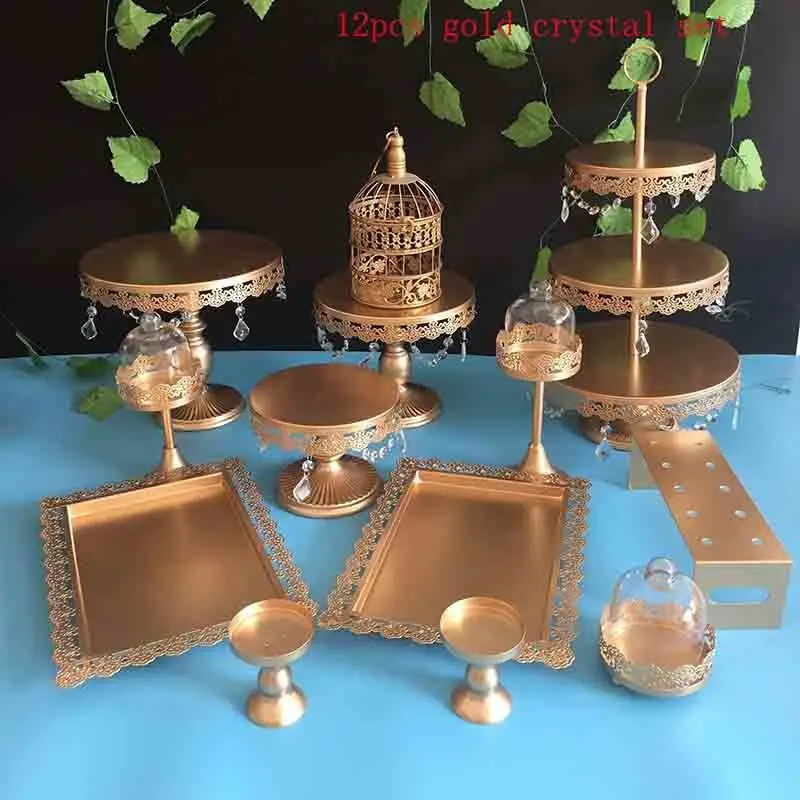 

Gold Wedding Dessert Tray Cake Stand Cupcake Pan cake display table decoration Party Supply 14-6PCS / Set