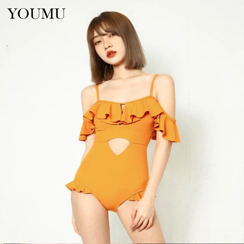

Lolita Girls One-piece Swimwear Kawaii Falbala Hollow Backless Beach Tops Swimsuit Bikini Summer 223-144