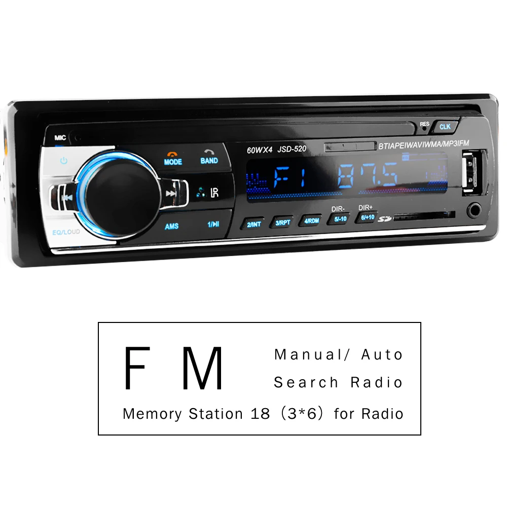 Бегемот автомобильный Радио стерео MP3 плеер цифровой Bluetooth 60Wx4 FM Аудио Музыка USB / SD