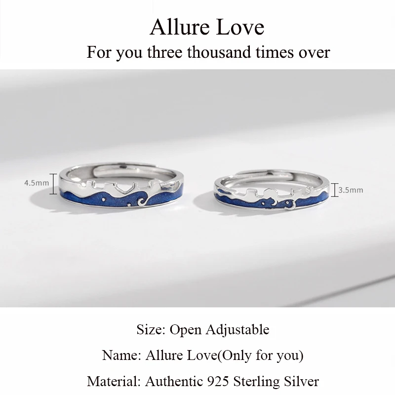 Qevila Fashion S925 Sterling Silver Original Allure Love Couple Rings For Lovers Texture Elegant Sexy Ring For Women Men Jewelry (12)