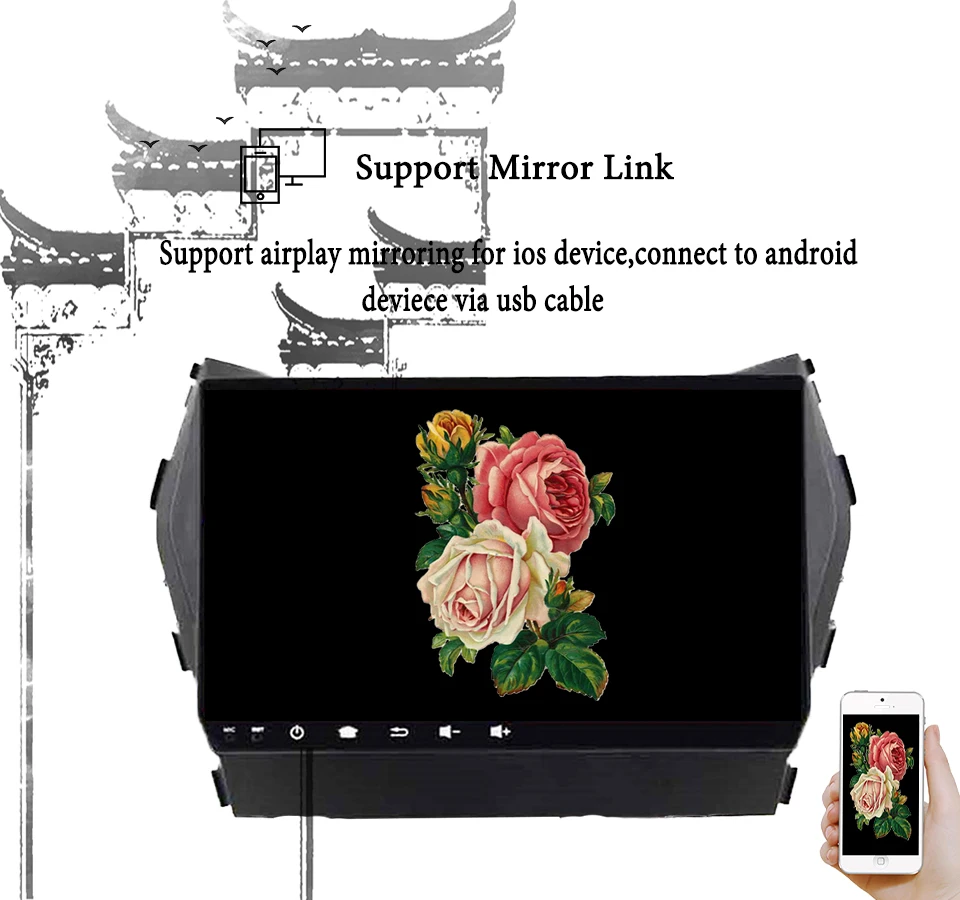 Discount 2 Din IPS HD 1024*600 Android 8.0 4G Ram Autoradio Car Dvd Player video music media pc head unit For IX45 Santa fe map stereo 5
