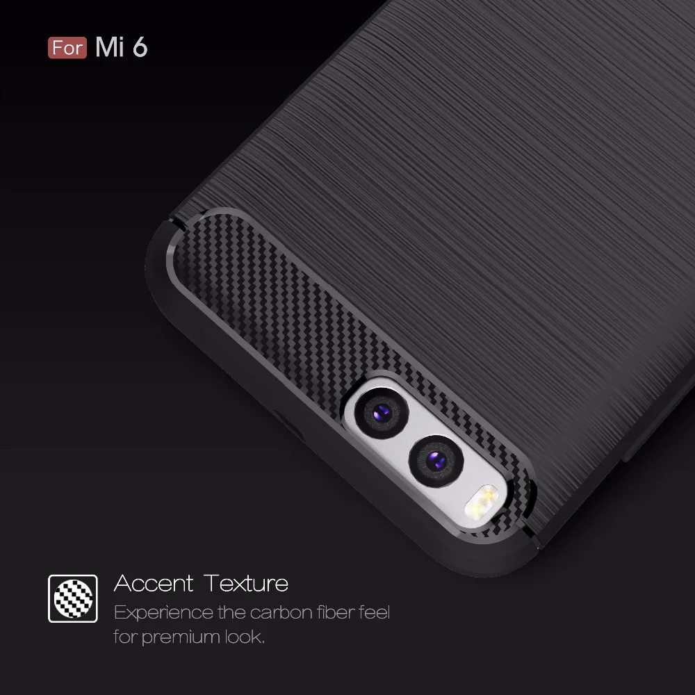 Для Xiaomi mi 6 Чехол Роскошные ультра тонкий углеродного волокна Мягкие TPU прочная
