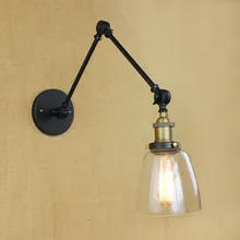 IWHD Loft Style Edison LED Wall Light Glass Lampshade Swing Long Arm Vintage Wall Lamp Sconce Lampara Pared