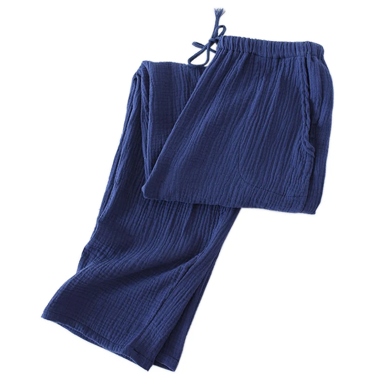 Baratos 2019 nueva venta casual ropa de dormir pantalones hombres suave crepé algodón verano hombre inicio pantalones hombres dormir fondo