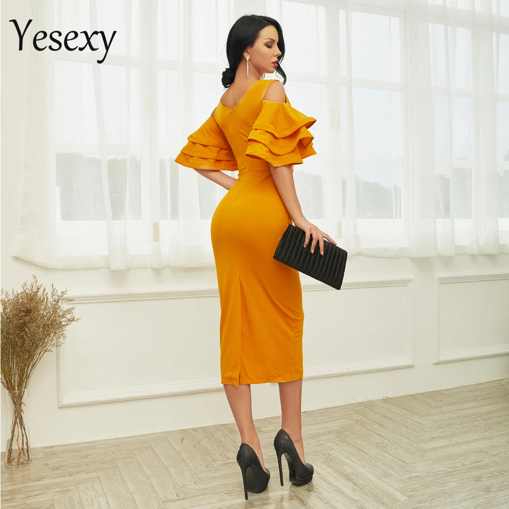 Yesexy сексуальное платье с открытыми плечами глубоким v образным вырезом вечерние