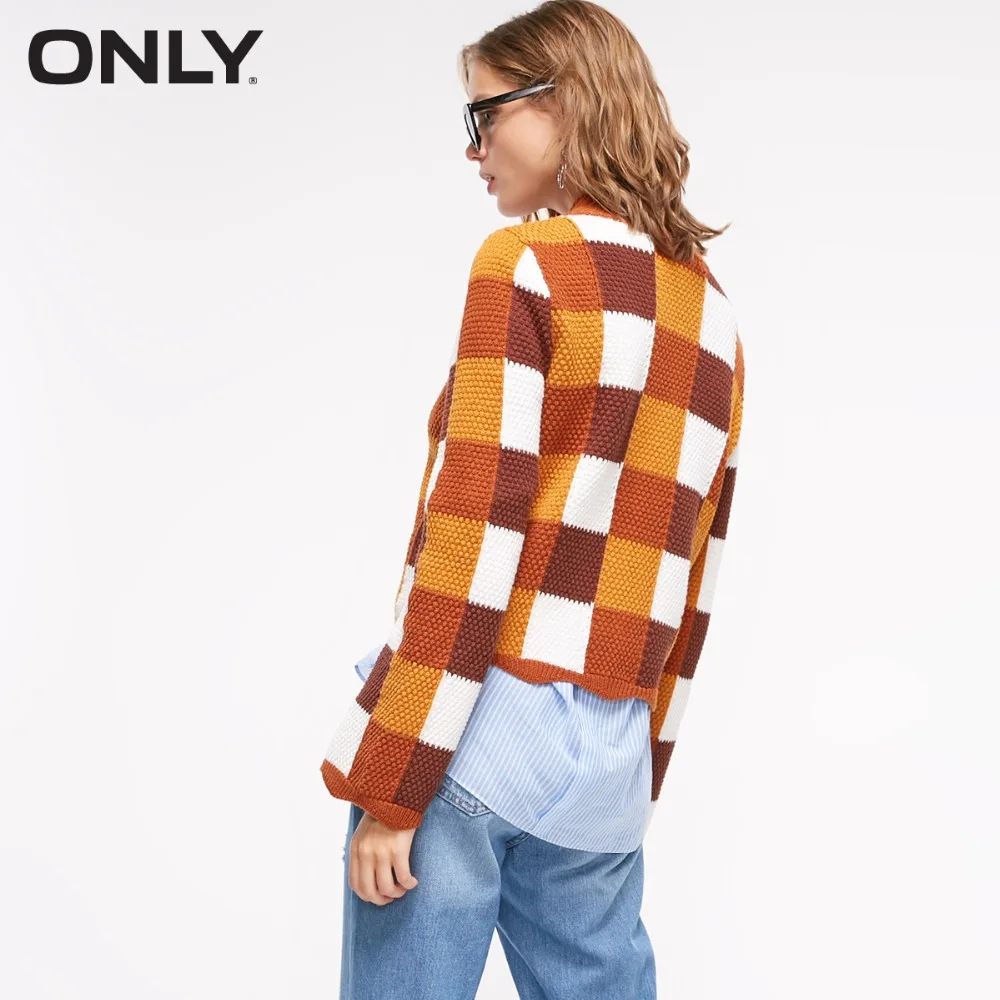 Tanie Tylko damski luźny krój sznurowane mankiety sprawdź Splice koszula z dzianiny | 118313560