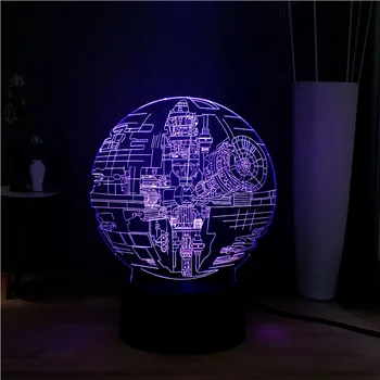 

New 2019 Hot Movie 3D 7 Color Change Remote Star Wars Death Star LED Night Light Novel Atmosphere Lamp Children Birthday Gift