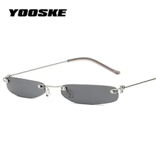 YOOSKE, Женские Крошечные солнцезащитные очки, мужские, маленькие, узкие, солнцезащитные очки, Ретро стиль, прямоугольные, женские, без оправы, ультралегкие очки, женские, фирменный дизайн