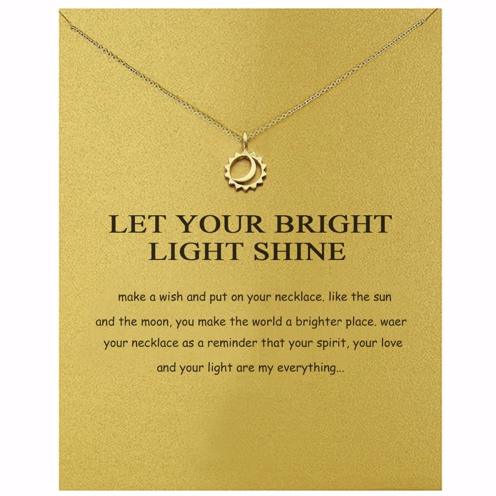 

FOMALHAUT Gear Moon Pendant Necklace LET YOUR BRIGHT LIGHT SHINE Neckalce Women Jewelry XX-181