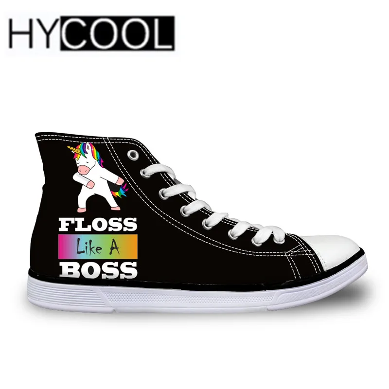 HYCOOL Floss Like a Boss спортивные кроссовки с принтом единорога Повседневная прогулочная обувь удобная черная обувь с животным принтом Уличная