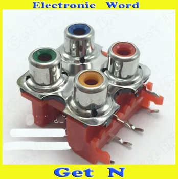 

200pcs Lotus 4P Signal Outlet AV Audio Video Ports Connecctor 4Holes RCA Female Audio Sockets