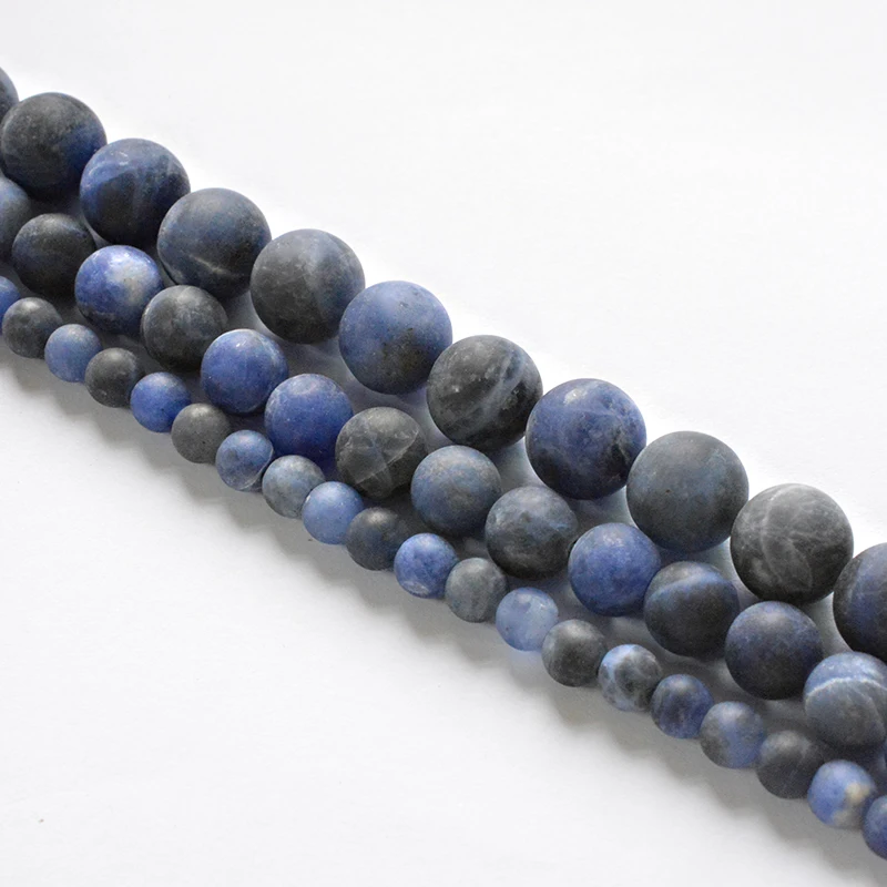

Natural Stone Matte Blue-vein Sodalite Beads 4-12mm Loose Beads for Jewelry Making Charm Accessories DIY Fashion Free Shipping