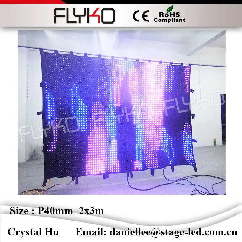 

Beautiful full color soft led video curtain P40mm 2x3m waterproof led backdrops wall
