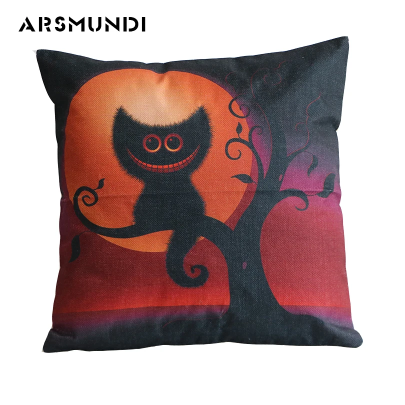 

Fashion Halloween Cushion Cover linen waist throw pillow case simple square Pillow Cover for seat car sofa cushion decorative