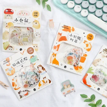 

40 Pcs/pack new hot Kawaii Cat Animal Hamster Diary Journal Dog Stickers Scrapbooking Paper Cute Stationery Scrapbook Supplies