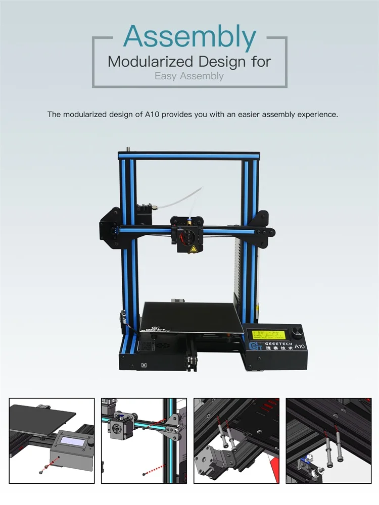 Geeetech A10/A10M/A30/A20/A20M 3d принтер быстрая сборка с супер горячим детектором нити и возможность прерывания