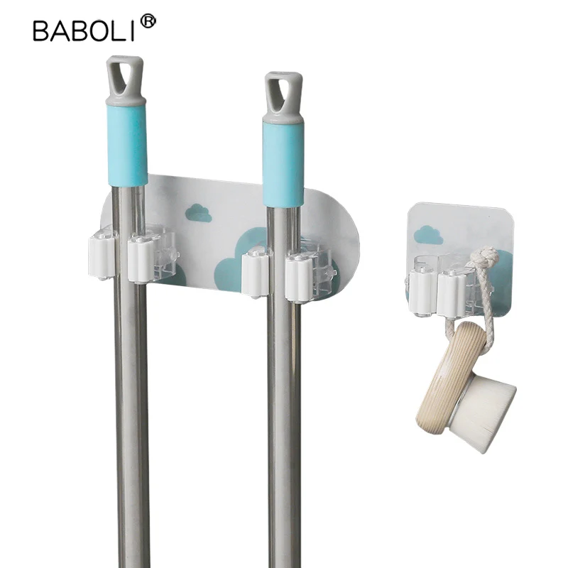 

1PC Wall-mounted Mop Rack Bathroom Mop Hook Stick Rack Hanger Household Kitchen Storage Rack Bathroom Accessories Household Item