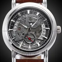 Победитель Скелет мужской Relogio Masculino роскошные автоматические часы дизайнерские аналоговые кожаные повседневные часы Военные мужские механические часы