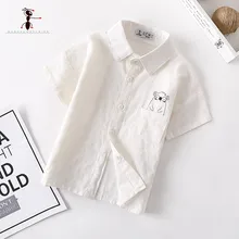 Kung Fu Ant/ г. Новые Летние удобные хлопковые детские рубашки с короткими рукавами и принтом милых животных модный детский топ с отложным воротником, 3576