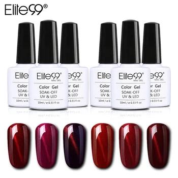 

Elite99 Wine Red Gel Lacquer Cat's Eye UV Nail Gel Polish All 6 Colors + 1 Magnet Party 3D Line Need Base Top Coat Enamel Vernis