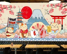 Beibehang Custom wallpaper Japanese style Fujiyama cartoon mural Japanese food sushi restaurant background walls 3d wallpaper free shipping custom wallpaper mural retro japanese traditional culture restaurant sushi shop background wall painting deco