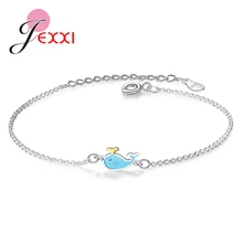 Уникальный дизайн благородный символ Браслет цепочка 925 пробы Серебряный Кит Форма Регулируемый размер для женщин Девушка назначение