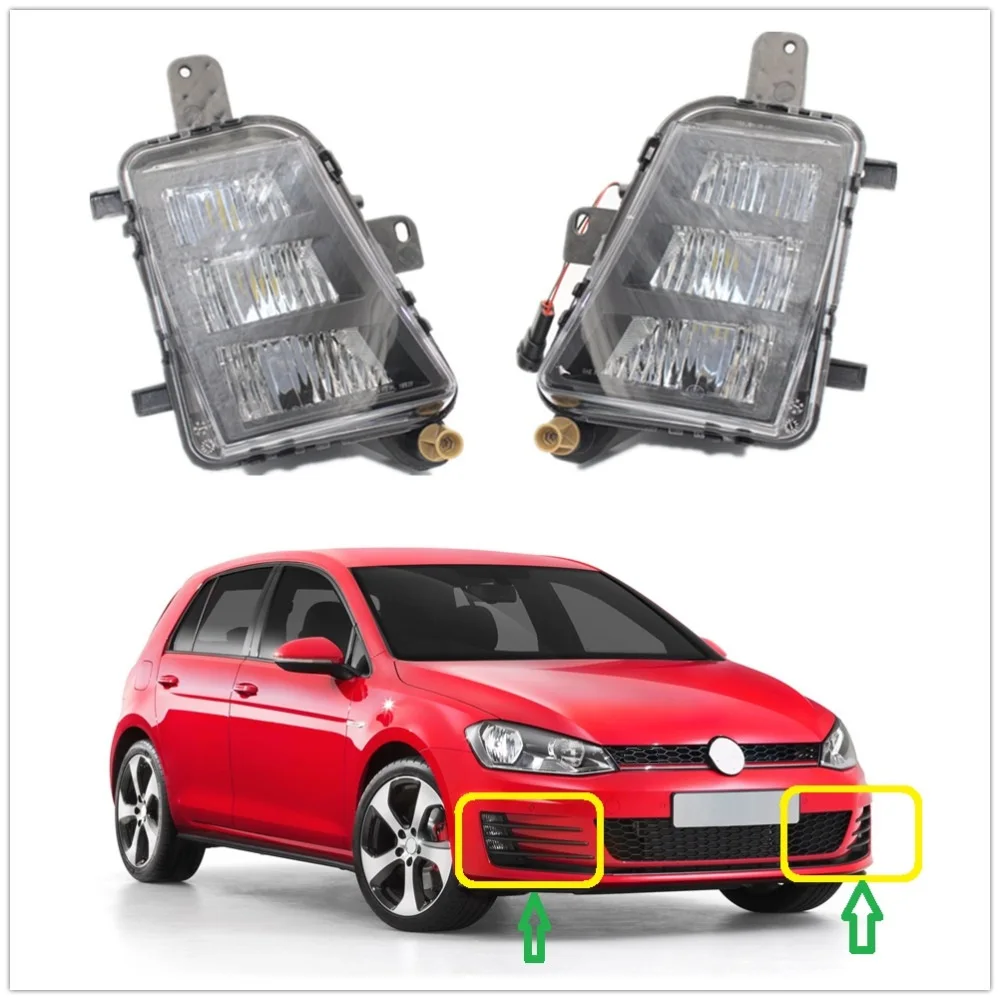 

2pcs LED Fog Lamp For VW Golf 7 A7 MK7 GTI GTD 2013 2014 2015 2016 2017 Car Front LED DRL Fog Lamp Fog Light Without Error