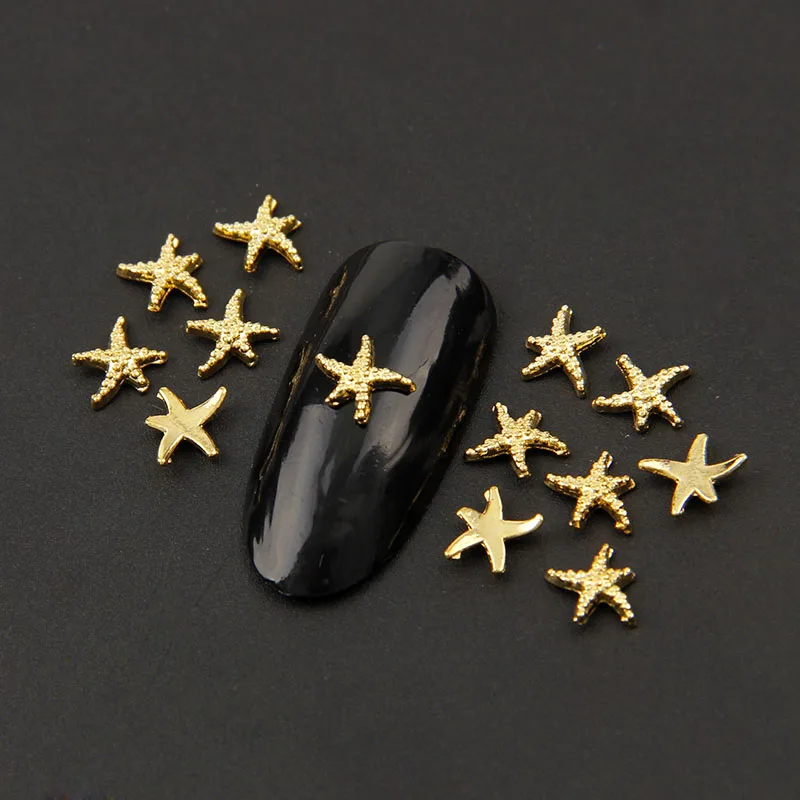

Wholesale 100PCS/Lot 6MM 3D Irregular Starfish Shape Gold Silver Color Metallic Nail Art DIY Decorations 290257