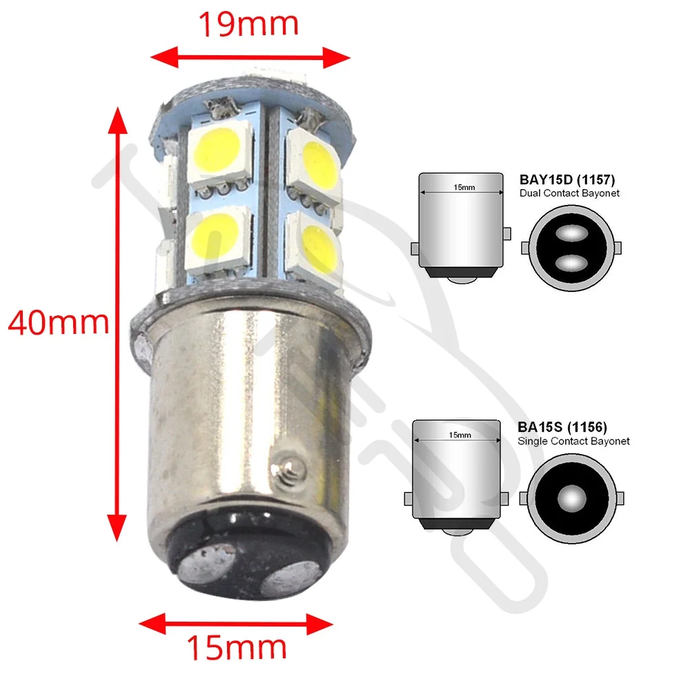 10X1156 BA15S 1157 BAY15D P21 5 Вт BA15D 13Led 5050 Автомобильные светодиодные указатели поворота, тормозные задние лампы, автомобильные задние лампы заднего хода DC 12 В