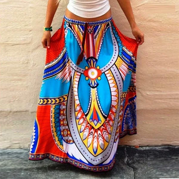 Hot Sell European Skirt Printing And Put On Long Skirt 2017 Nation Wind