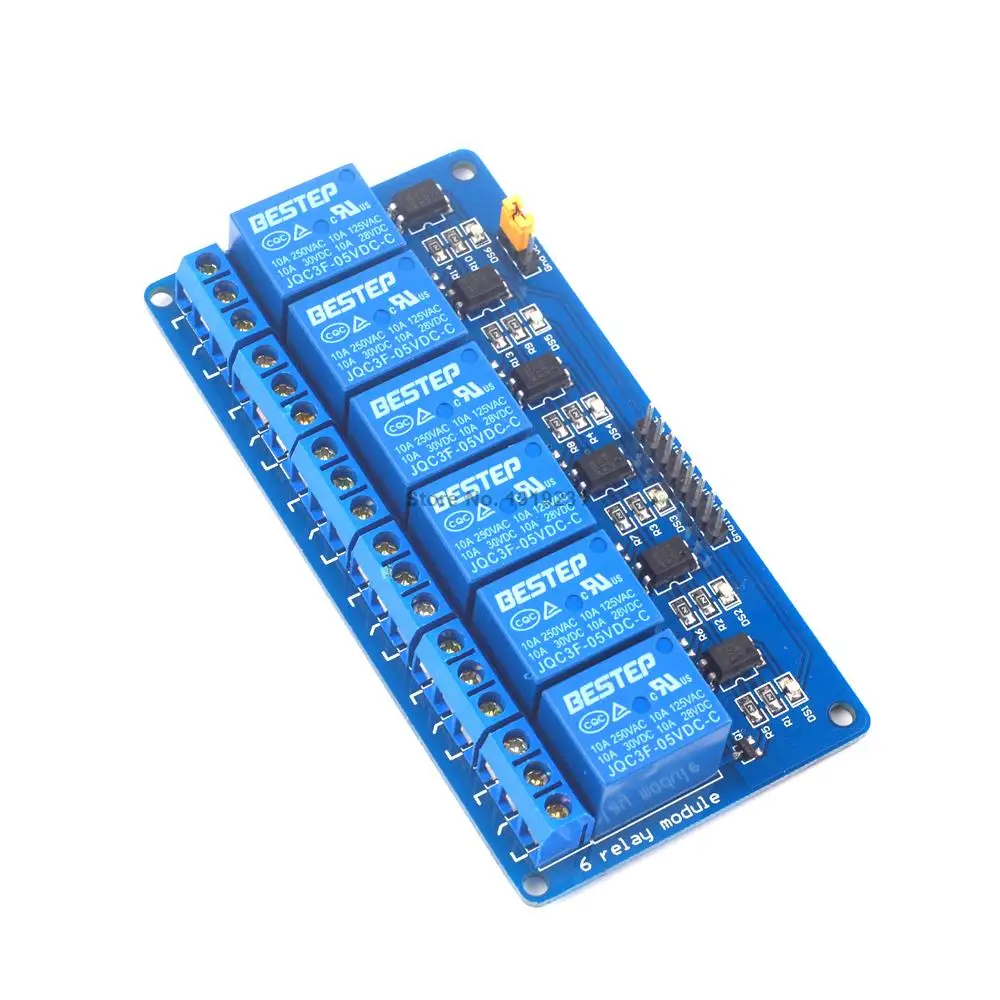 

5V 6 Channel Relay Module Optocoupler Isolation Low Level Trigger 6 way Relay Module Control Board for Arduino