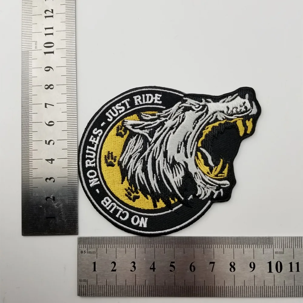 No Club No Rules just Ride Wolf Patches Vest Embroidered Iron On Front Biker Mini Patch Customized Free Shipping DIY mini Logo (2)
