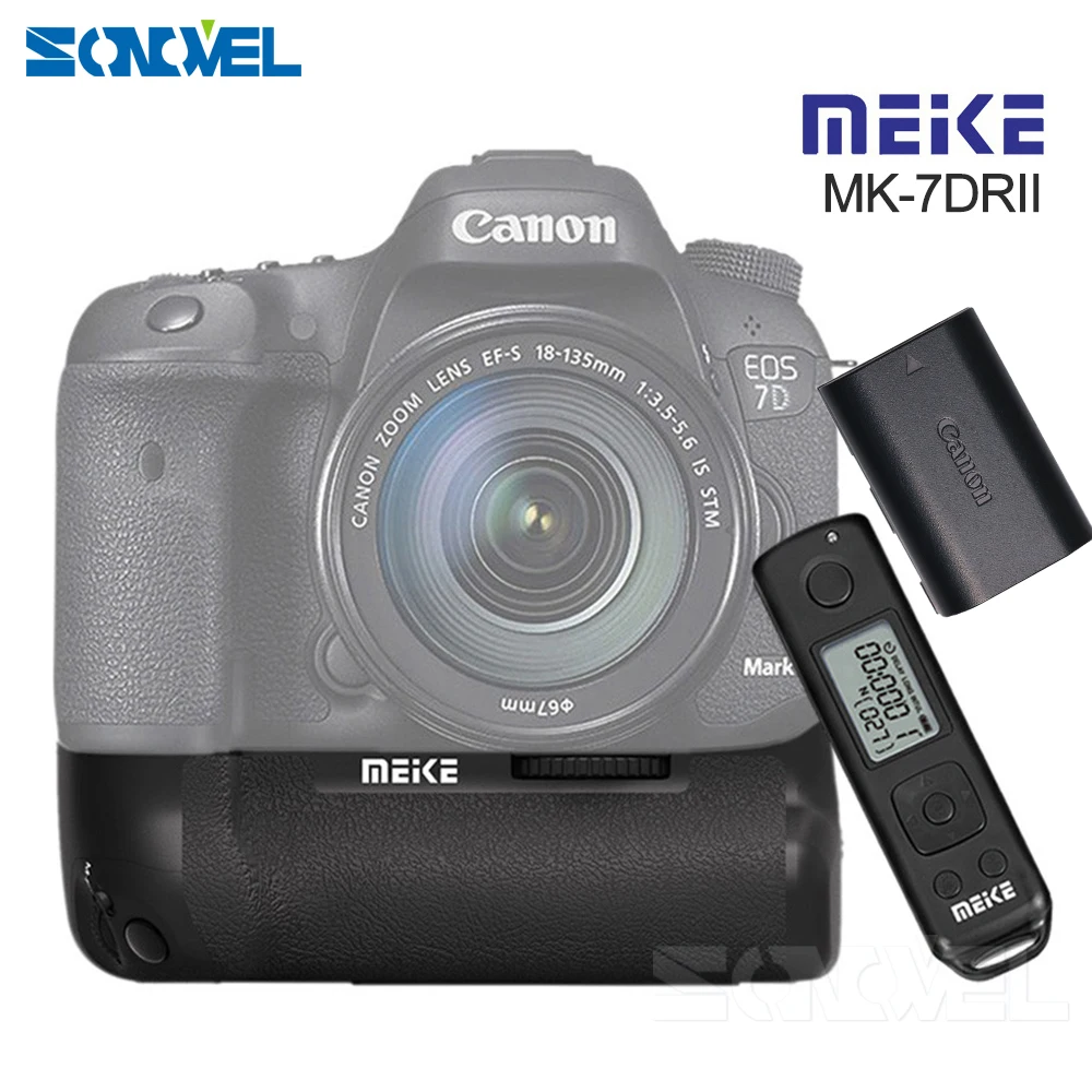 Meike MK-7D II Pro Wireless Remote Control Vertical Battery Grip with LP-E6 Battery for Canon EOS 7D MARK II Camera as BG-E16 Meike MK-7D II Pro Wireless Remote Control Vertical Battery Grip with LP-E6 Battery for Canon EOS 7D MARK II Camera as BG-E16