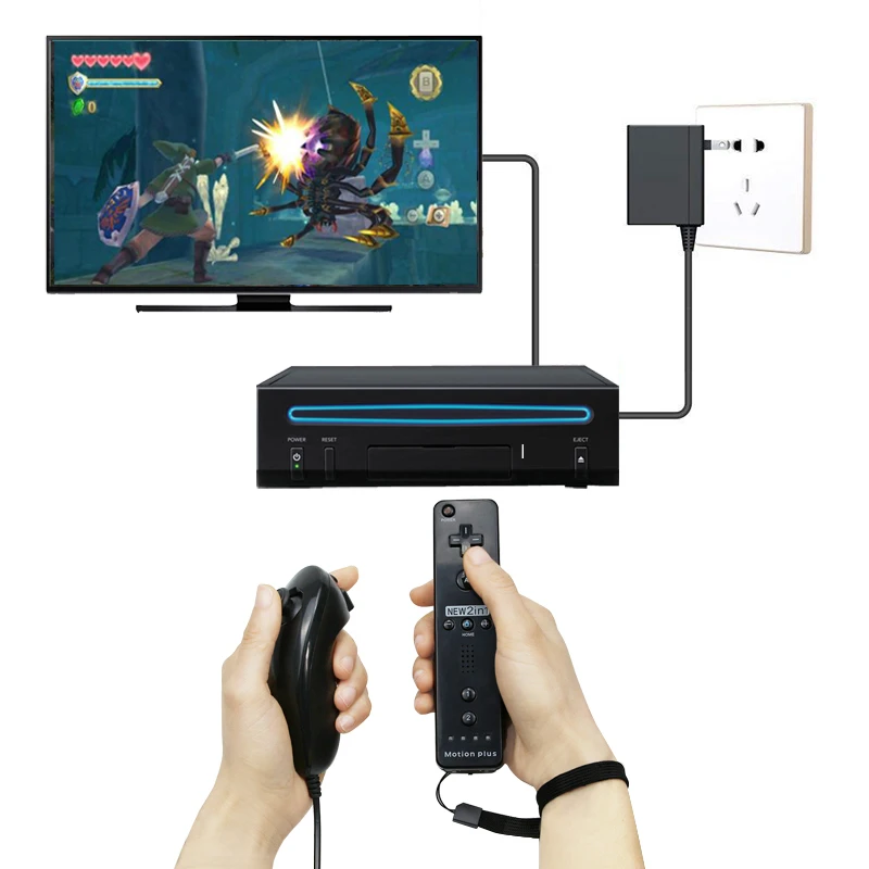 2 в 1 пульт дистанционного управления Nunchuk Combo Встроенный MOTION PLUS для kingd для wii контроллер с защитный силиконовый чехол