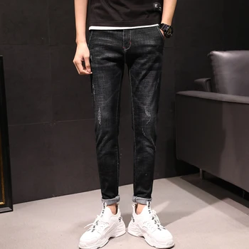 

new fashion pants men skinny jeans Men streetwear ripped jeans for man Fitted Bottoms zipperjeans homme denim niu2085