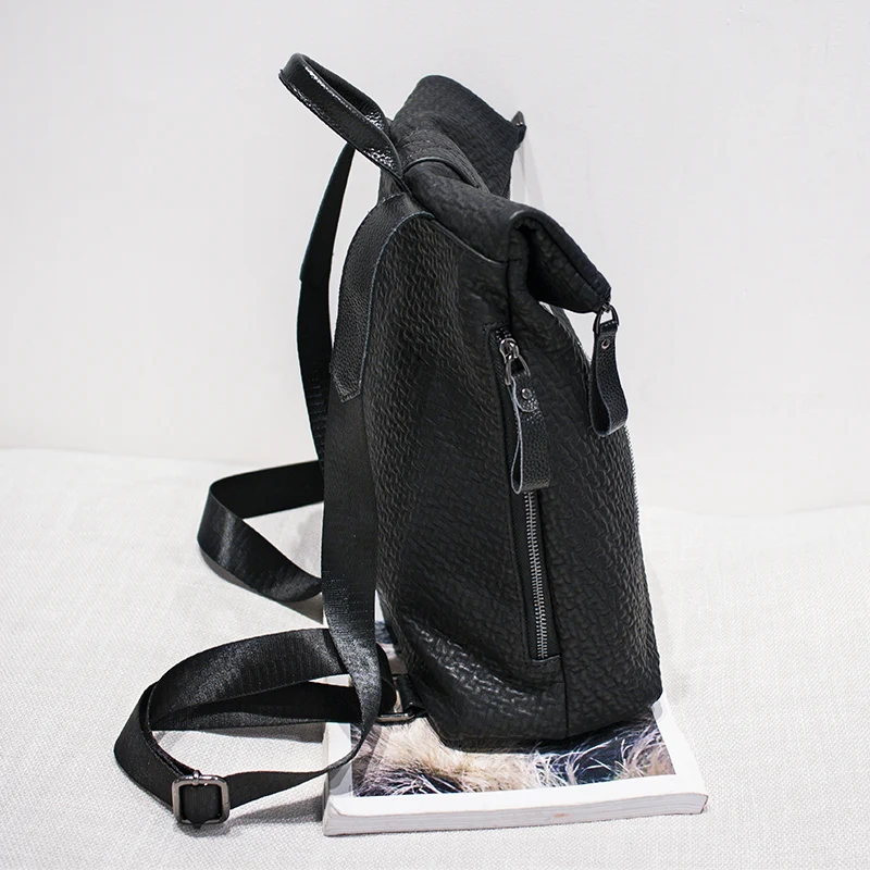 Популярный женский рюкзак из натуральной кожи дизайн женский рюкзак из овечьей кожи Большой Вместительный черный школьный рюкзак